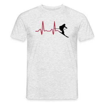 Skier & Heartbeat, Skiing - T-shirt homme - gris chiné - Devant - AI Model Male 178 dark (178cm)