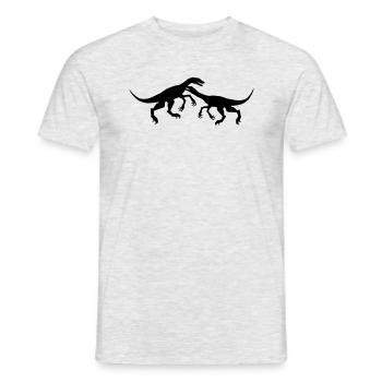 2 kampf raptor jagen silhouette schwarz umriss t-r - Männer T-Shirt - Grau meliert - Vorne - AI Model Male 178 dark (178cm)