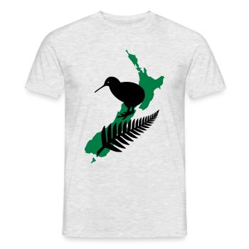 New Zealand Design 4 - T-shirt homme - gris chiné - Devant - AI Model Male 178 dark (178cm)