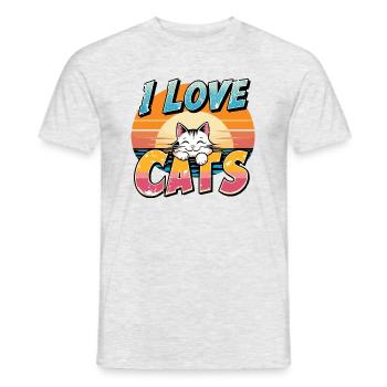 Ich liebe Katzen - Männer T-Shirt - Grau meliert - Vorne - AI Model Male 178 dark (178cm)