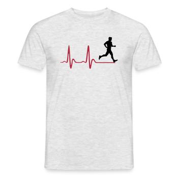Laufen, Läufer und Herzschlag - Männer T-Shirt - Grau meliert - Vorne - AI Model Male 178 dark (178cm)