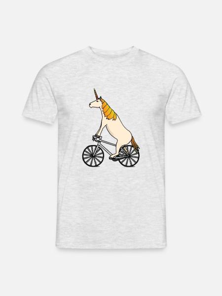 Einhorn fährt Fahrrad Einhörner Geschenk - Männer T-Shirt - Grau meliert