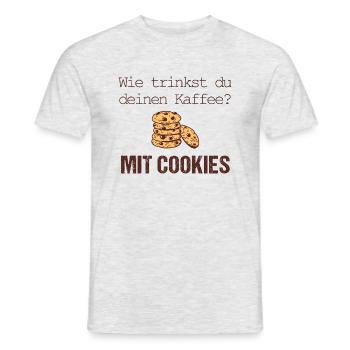 Kaffee nur mit Cookies - Männer T-Shirt - Grau meliert - Vorne - AI Model Male 178 dark (178cm)