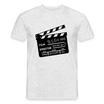 60 years clap cinema - Men's T-Shirt - heather grey - Front - AI Model Male 178 dark (178cm)