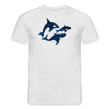 Orca Whale Family I Watercolor Drawing I Gift - Men's T-Shirt - heather grey - Front - AI Model Male 178 dark (178cm)