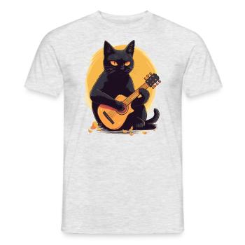Musician Black Cat Guitarist Bombay Cats - Men's T-Shirt - heather grey - Front - AI Model Male 178 dark (178cm)