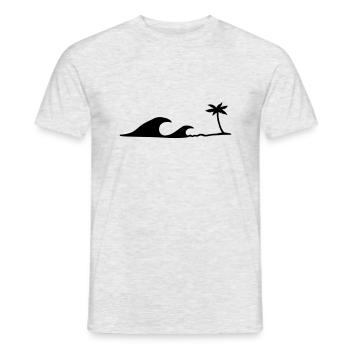 Waves on the Beach, waves on the beach under palm - Men's T-Shirt - heather grey - Front - AI Model Male 178 dark (178cm)