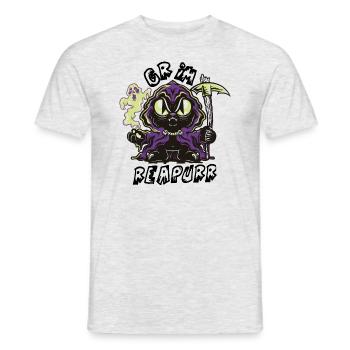Halloween Cat Cats Grim Reapurr - Men's T-Shirt - heather grey - Front - AI Model Male 178 dark (178cm)