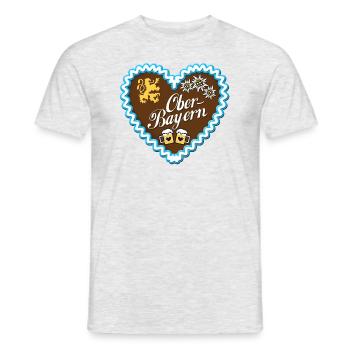 Lebkuchenherz Oberbayern blau Löwe Wappentier Bier - Männer T-Shirt - Grau meliert - Vorne - AI Model Male 178 dark (178cm)