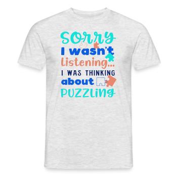 Hobby Puzzler Funny Quote Jigsaw Puzzling - Men's T-Shirt - heather grey - Front - AI Model Male 178 dark (178cm)