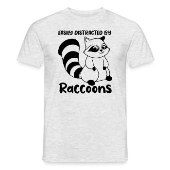 Ablenkt von süßen Waschbären, Wildtieren, Natur, - Männer T-Shirt - Grau meliert - Vorne - AI Model Male 178 dark (178cm)