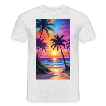 Sonnenuntergang am Strand - Männer T-Shirt - Grau meliert - Vorne - AI Model Male 178 dark (178cm)