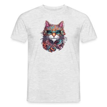 Cool Cat / Funny / Animal / Pet / Crazy - Men's T-Shirt - heather grey - Front - AI Model Male 178 dark (178cm)