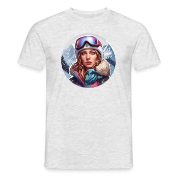 Snowboarder / Sports d’hiver / Piste / Neige / Alpes - T-shirt homme - gris chiné - Devant - AI Model Male 178 dark (178cm)