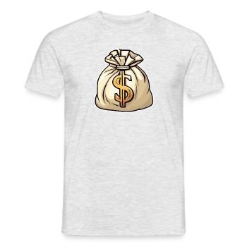 Sac d’argent / Billets / Pièces de monnaie / Zaster / Fortune - T-shirt homme - gris chiné - Devant - AI Model Male 178 dark (178cm)