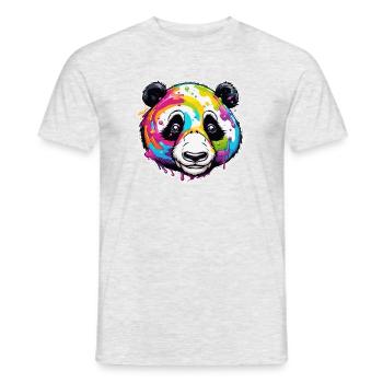 Panda / Tier / Zoo / Bambus / Wild / Kindlich - Männer T-Shirt - Grau meliert - Vorne - AI Model Male 178 dark (178cm)
