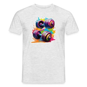 Dumbbell / Weights / Sports / Strength Training / Workout - Men's T-Shirt - heather grey - Front - AI Model Male 178 dark (178cm)