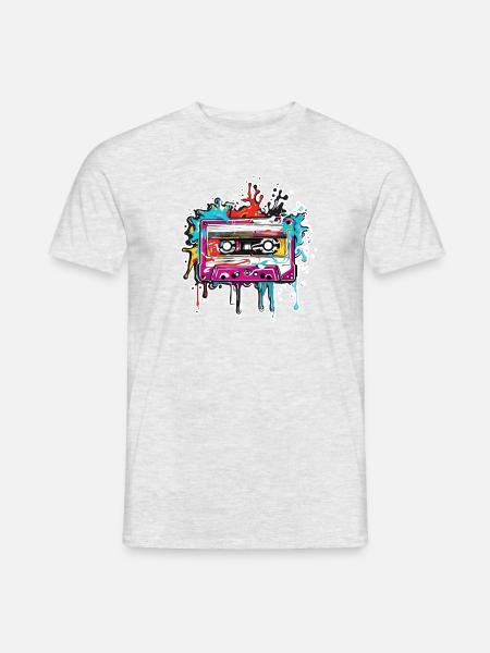 Kasette / Tape / Musikband / Analog / Retro - Männer T-Shirt - Grau meliert