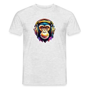 Casque / Audio / Musique / Animal / Singe / Cool - T-shirt homme - gris chiné - Devant - AI Model Male 178 dark (178cm)