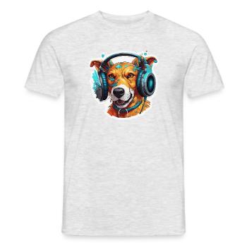 Headphones / Audio / Music / Animal / Dog / Cool - Men's T-Shirt - heather grey - Front - AI Model Male 178 dark (178cm)