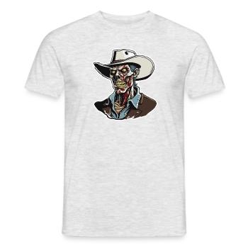 Cowboy / Wilde Westen / Wüste / Lasso / Rodeo - Männer T-Shirt - Grau meliert - Vorne - AI Model Male 178 dark (178cm)