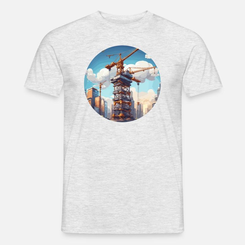 Kran / Baustelle / Seilwinde / Kransystem - Männer T-Shirt - Grau meliert