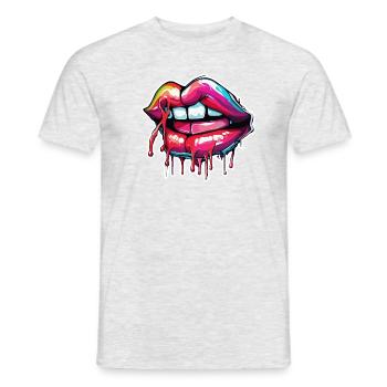 Mund / Lippen / Zähne / Zunge / lächeln / Kuss - Männer T-Shirt - Grau meliert - Vorne - AI Model Male 178 dark (178cm)