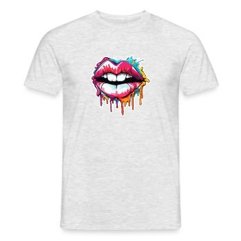 Mund / Lippen / Zähne / Zunge / lächeln / Kuss - Männer T-Shirt - Grau meliert - Vorne - AI Model Male 178 dark (178cm)