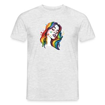 Femme / Jolie / Portrait / Cheveux colorés / Modèle - T-shirt homme - gris chiné - Devant - AI Model Male 178 dark (178cm)
