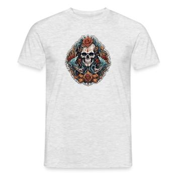 Skull / skull / skeleton / gothic / tattoo - Men's T-Shirt - heather grey - Front - AI Model Male 178 dark (178cm)