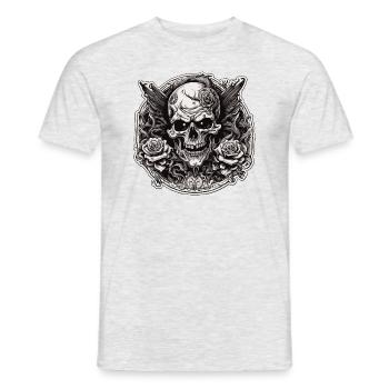Skull / Totenkopf / Skelett / Gothic / Tattoo - Männer T-Shirt - Grau meliert - Vorne - AI Model Male 178 dark (178cm)