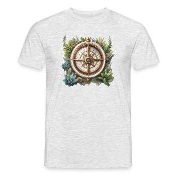 Boussole / Direction cardinale / Voyage / Survie - T-shirt homme - gris chiné - Devant - AI Model Male 178 dark (178cm)