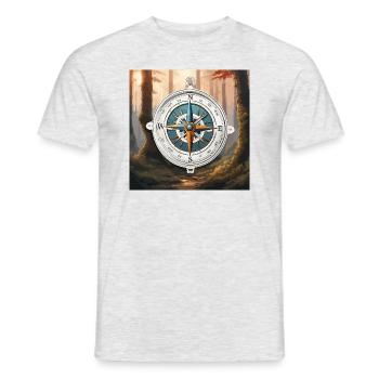 Boussole / Direction cardinale / Voyage / Survie - T-shirt homme - gris chiné - Devant - AI Model Male 178 dark (178cm)
