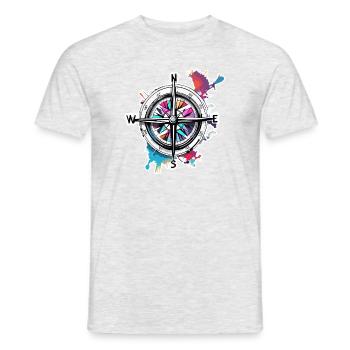Boussole / Direction cardinale / Voyage / Survie - T-shirt homme - gris chiné - Devant - AI Model Male 178 dark (178cm)