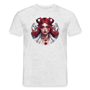 teuflische Frau / blut / Gothic / Heavy Metal - Männer T-Shirt - Grau meliert - Vorne - AI Model Male 178 dark (178cm)