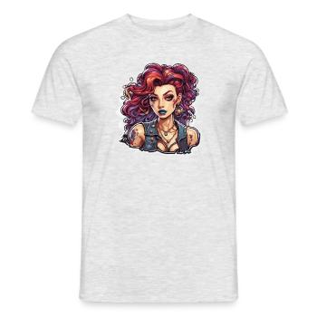 teuflische Frau / blut / Gothic / Heavy Metal - Männer T-Shirt - Grau meliert - Vorne - AI Model Male 178 dark (178cm)
