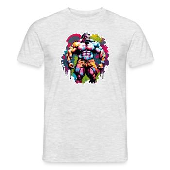 Bodybuilder / Sport / Fitness / Affe / Muskeln - Männer T-Shirt - Grau meliert - Vorne - AI Model Male 178 dark (178cm)