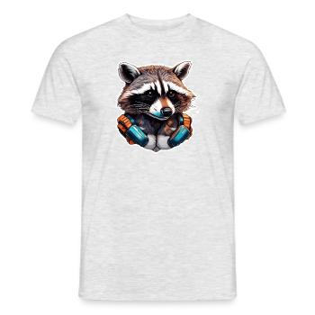 Raccoon / Animal / Zoo / Wild / Cute / Predator - Men's T-Shirt - heather grey - Front - AI Model Male 178 dark (178cm)