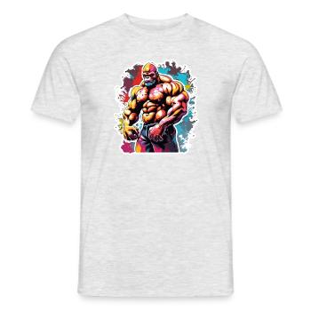 Bodybuilder / Sports / Fitness / Monkey / Muscles - Men's T-Shirt - heather grey - Front - AI Model Male 178 dark (178cm)