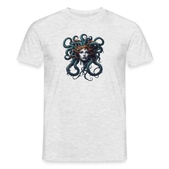 Méduse / Mythologie grecque / Tête de serpent - T-shirt homme - gris chiné - Devant - AI Model Male 178 dark (178cm)