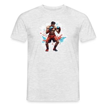 Boxeur / Sports / Combat / Arène / Ring de boxe / Poings - T-shirt homme - gris chiné - Devant - AI Model Male 178 dark (178cm)