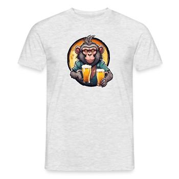 Affe / Tier / Zoo / Babian / Wild / Comic - Männer T-Shirt - Grau meliert - Vorne - AI Model Male 178 dark (178cm)