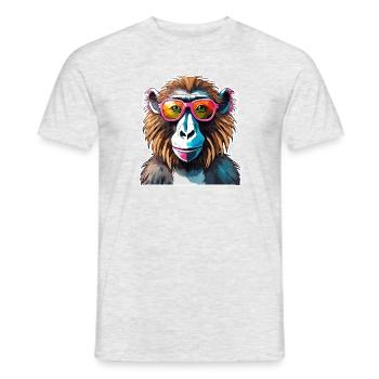 Affe / Tier / Zoo / Babian / Wild / Comic - Männer T-Shirt - Grau meliert - Vorne - AI Model Male 178 dark (178cm)