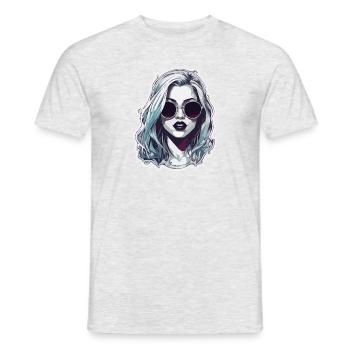 Femme / Jolie / Portrait / Cheveux colorés / Modèle - T-shirt homme - gris chiné - Devant - AI Model Male 178 dark (178cm)