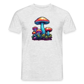 Pilz / Mushroom / Wiese / Wald / Goa / Psy - Männer T-Shirt - Grau meliert - Vorne - AI Model Male 178 dark (178cm)