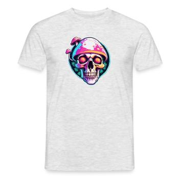 Pilz / Mushroom / Wiese / Wald / Goa / Psy - Männer T-Shirt - Grau meliert - Vorne - AI Model Male 178 dark (178cm)