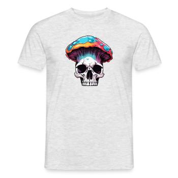 Pilz / Mushroom / Wiese / Wald / Goa / Psy - Männer T-Shirt - Grau meliert - Vorne - AI Model Male 178 dark (178cm)
