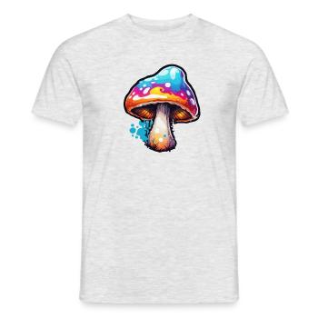 Pilz / Mushroom / Wiese / Wald / Goa / Psy - Männer T-Shirt - Grau meliert - Vorne - AI Model Male 178 dark (178cm)