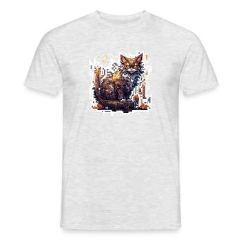 Katze / Tier / Haustier / Miez / Miau / Fell - Männer T-Shirt - Grau meliert - Vorne - AI Model Male 178 dark (178cm)