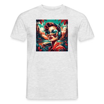Rockabilly / Pin-up Girl / Girl Power / 50s - Men's T-Shirt - heather grey - Front - AI Model Male 178 dark (178cm)